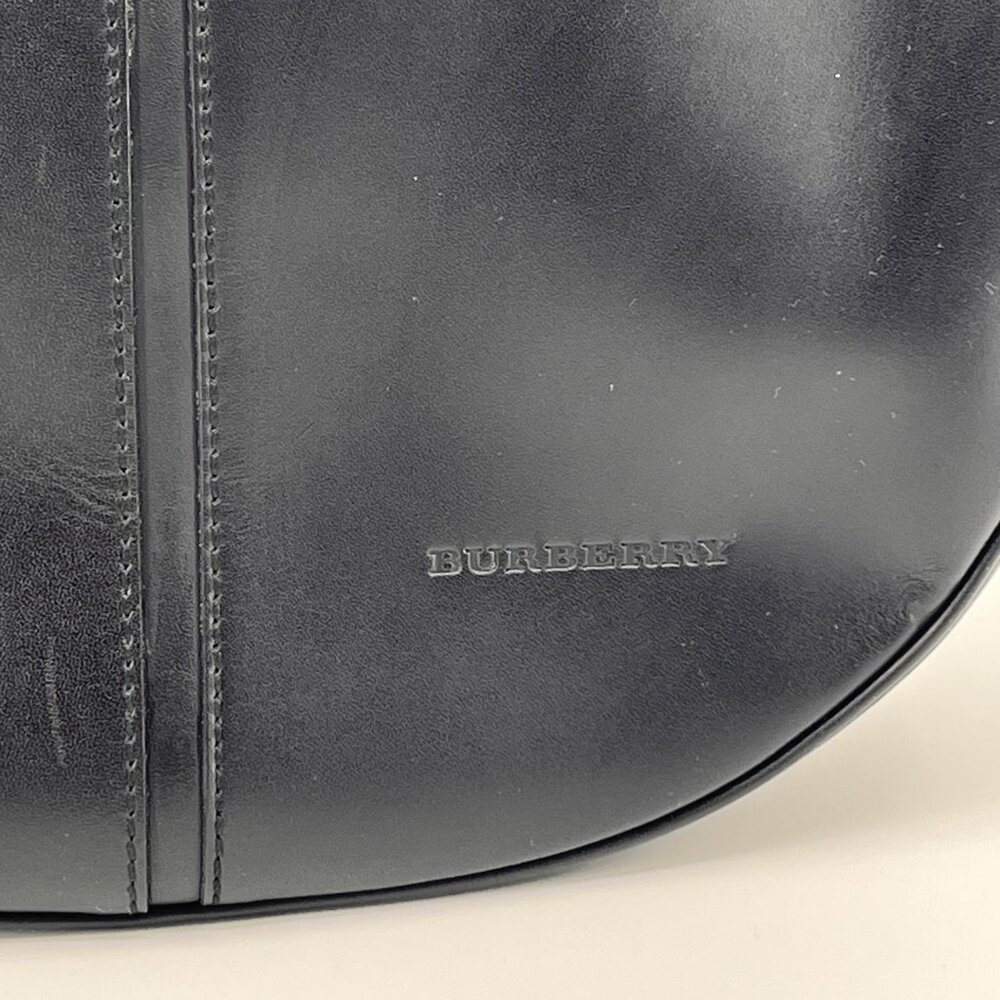 Burberry Leather Shoulder Bag Black Zip Top Silver Hardware Inner Pocket - Picture 4 of 13